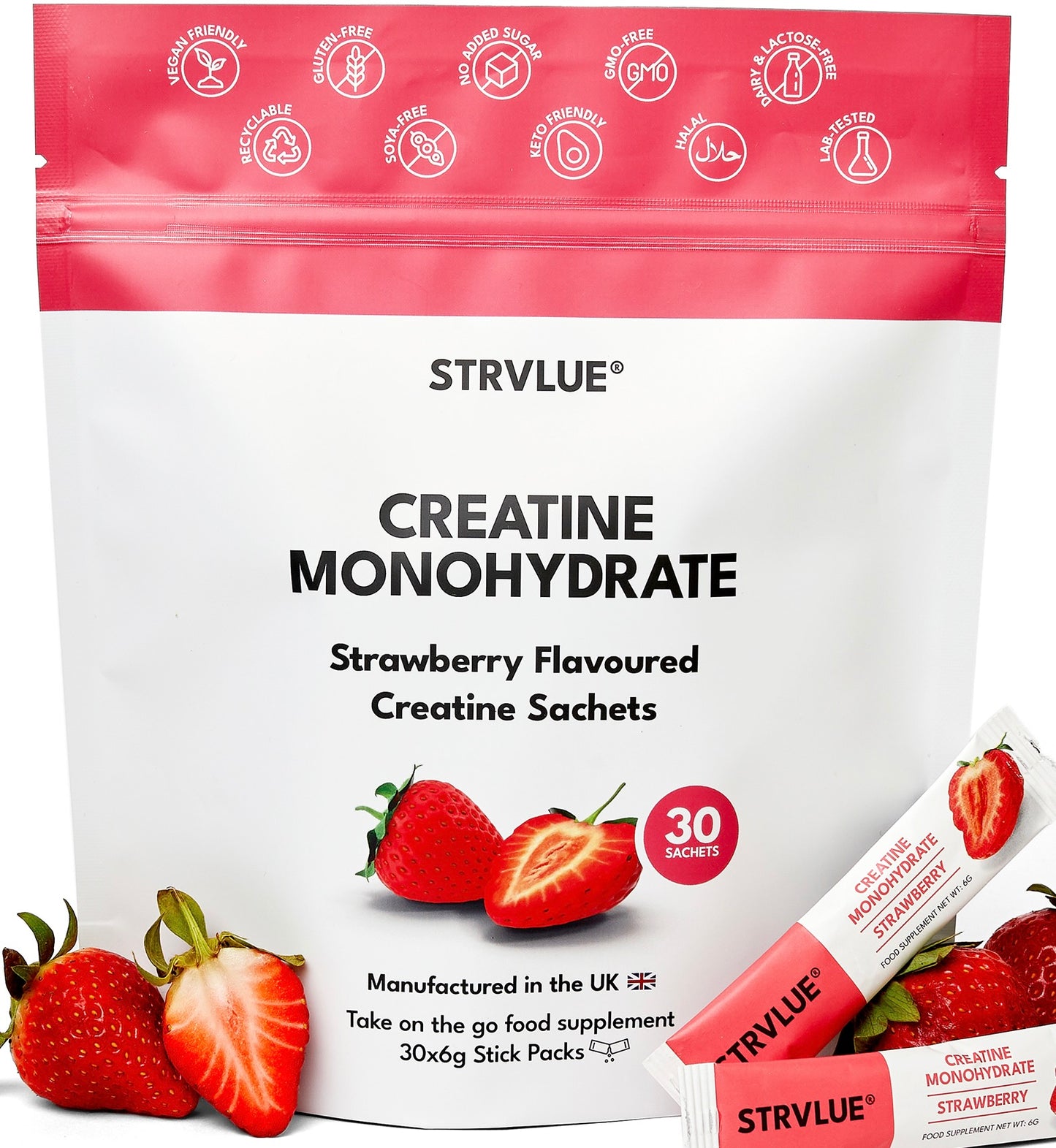 STRVLUE Creatine Sachets – Strawberry
