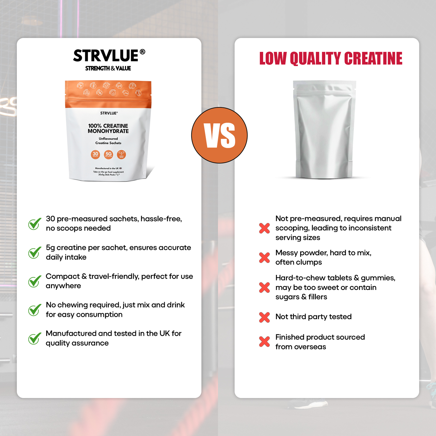 STRVLUE Creatine Sachets – Unflavoured
