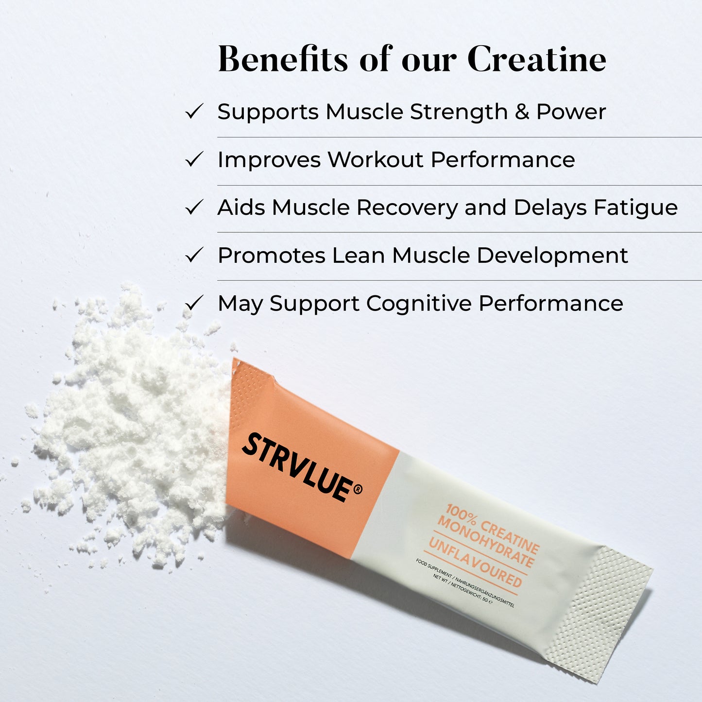 STRVLUE Creatine Sachets – Unflavoured